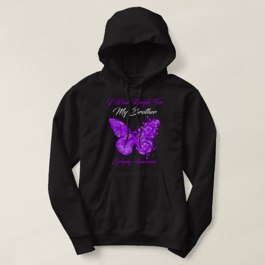 Butterfly ik Draag Paars voor mijn broer Epilepsy  Hoodie (Design voorkant)