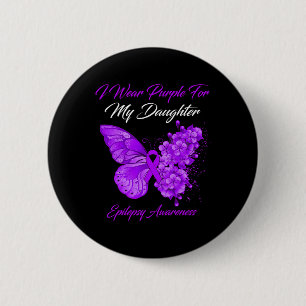 Butterfly ik Draag Paars voor mijn dochter Epileps Ronde Button 5,7 Cm
