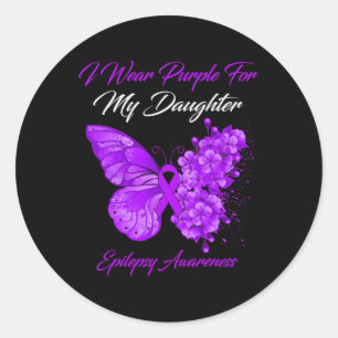 Butterfly ik Draag Paars voor mijn dochter Epileps Ronde Sticker