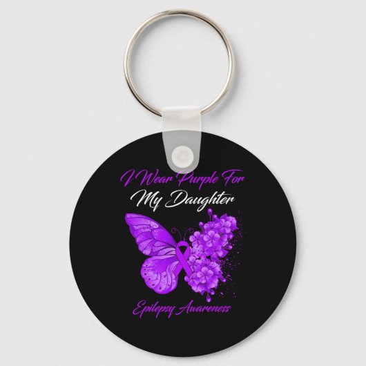 Butterfly ik Draag Paars voor mijn dochter Epileps Sleutelhanger (Voorkant)