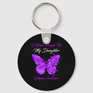 Butterfly ik Draag Paars voor mijn dochter Epileps Sleutelhanger