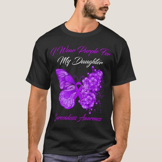 Butterfly ik Draag Paars voor mijn dochter Sarcoid T-shirt (Voorkant)