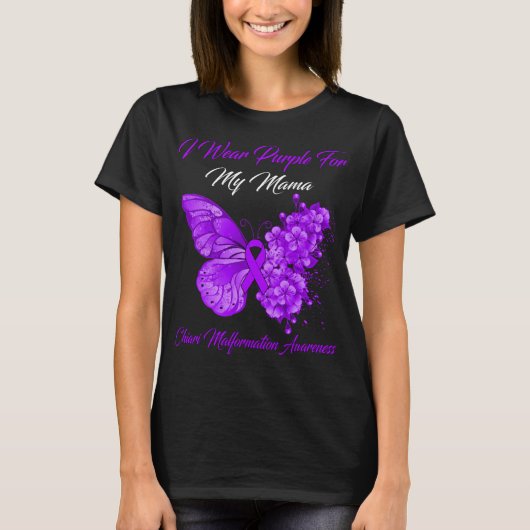 Butterfly ik Draag Paars voor mijn mama Chiari Mal T-shirt (Voorkant)