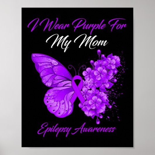 Butterfly Ik Draag Paars voor mijn moeder Epilepsy Poster (Voorkant)