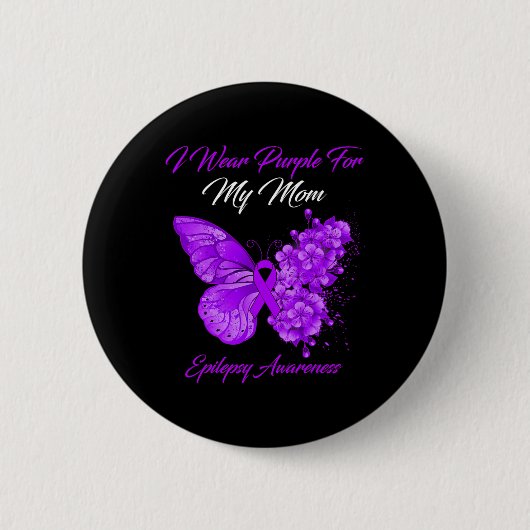 Butterfly Ik Draag Paars voor mijn moeder Epilepsy Ronde Button 5,7 Cm (Voorkant)