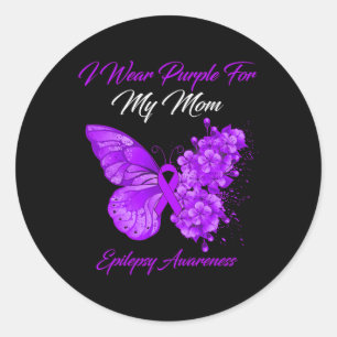 Butterfly Ik Draag Paars voor mijn moeder Epilepsy Ronde Sticker