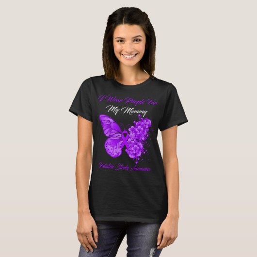 Butterfly ik Draag Paars voor mijn moeder kinderka T-shirt (Voorkant volledig)