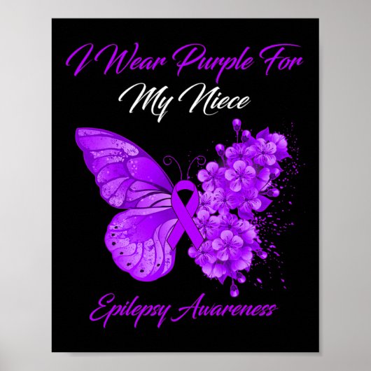 Butterfly ik Draag Paars voor mijn nichtje Epileps Poster (Voorkant)