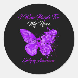 Butterfly ik Draag Paars voor mijn nichtje Epileps Ronde Sticker