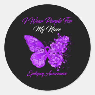 Butterfly ik Draag Paars voor mijn nichtje Epileps Ronde Sticker