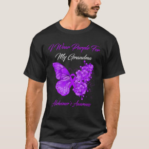 Butterfly ik Draag Paars voor mijn oma Alzheimer T-shirt
