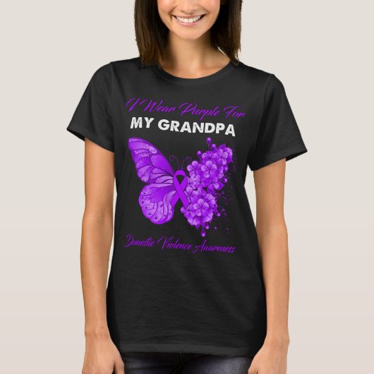 Butterfly ik Draag Paars voor mijn opa huisdier T-shirt (Voorkant)