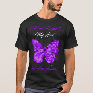 Butterfly ik Draag Paars voor mijn tante Sarcoidos T-shirt