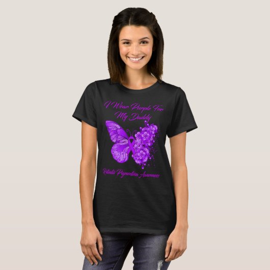 Butterfly ik Draag Paars voor mijn vader Retinitis T-shirt (Voorkant volledig)