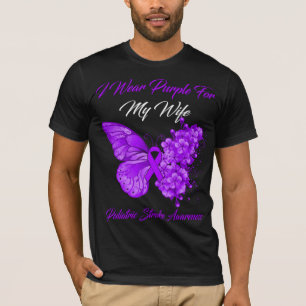 Butterfly ik Draag Paars voor mijn vrouw kinderstr T-shirt
