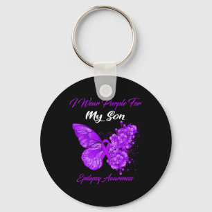 Butterfly Ik Draag Paars voor mijn zoon Epilepsy A Sleutelhanger