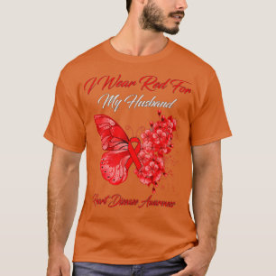 Butterfly ik Draag rood voor mijn echtgenoot hartz T-shirt