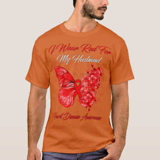 Butterfly ik Draag rood voor mijn echtgenoot hartz T-shirt