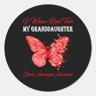 Butterfly Ik Draag rood voor mijn kleindochter Bra Ronde Sticker