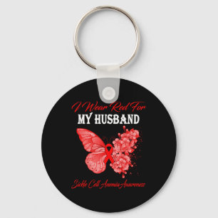Butterfly Ik Draag rood voor mijn man sikkelcel en Sleutelhanger