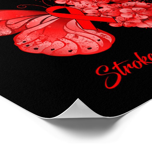 Butterfly ik Draag rood voor mijn moeder stroke-be Poster (Hoek)