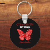Butterfly ik Draag rood voor mijn moeder stroke-be Sleutelhanger (Voorkant)