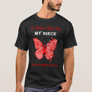 Butterfly ik Draag rood voor mijn nichtgriep aneur T-shirt