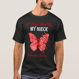 Butterfly Ik Draag rood voor mijn nichtje Tubercul T-shirt