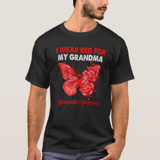 Butterfly ik Draag rood voor mijn oma hemofilie Aw T-shirt