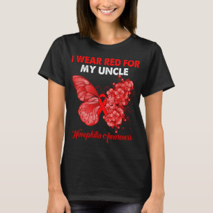 Butterfly ik Draag rood voor mijn oom hemofilie AW T-shirt