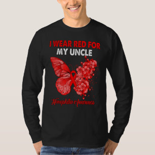 Butterfly ik Draag rood voor mijn oom hemofilie AW T-shirt