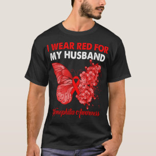 Butterfly ik Draag rood voor mijn opa hemofilie Aw T-shirt