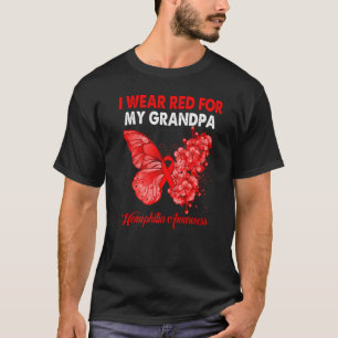 Butterfly ik Draag rood voor mijn opa hemofilie Aw T-shirt