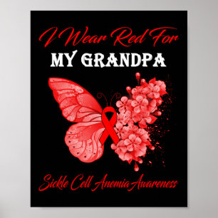 Butterfly Ik Draag rood voor mijn opa sikkelcel en Poster