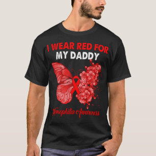 Butterfly ik Draag rood voor mijn papa hemofilie. T-shirt