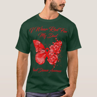 Butterfly ik Draag rood voor mijn vaders hartziekt T-shirt