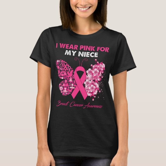 Butterfly ik Draag roze voor mijn nichtblaaskanker T-shirt (Voorkant)