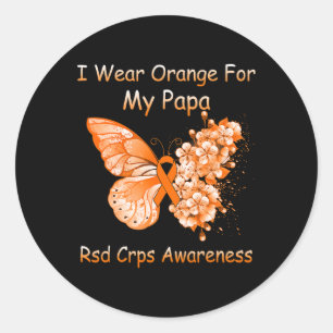 Butterfly Ik Draag Sinaasappel voor mijn Papa RSD Ronde Sticker