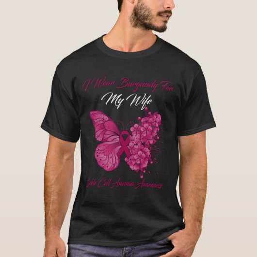 Butterfly ik heb Burgundy Draag voor mijn vrouw si T-shirt (Voorkant)