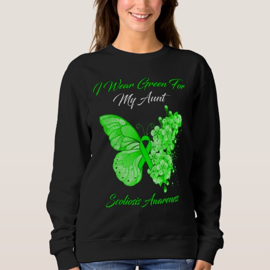 Butterfly ik heb groen Draag voor mijn tante Scoli Trui (Voorkant)