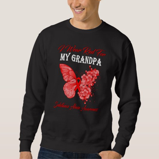 Butterfly Ik heb rood Draag voor mijn opa Substanc Trui (Voorkant)