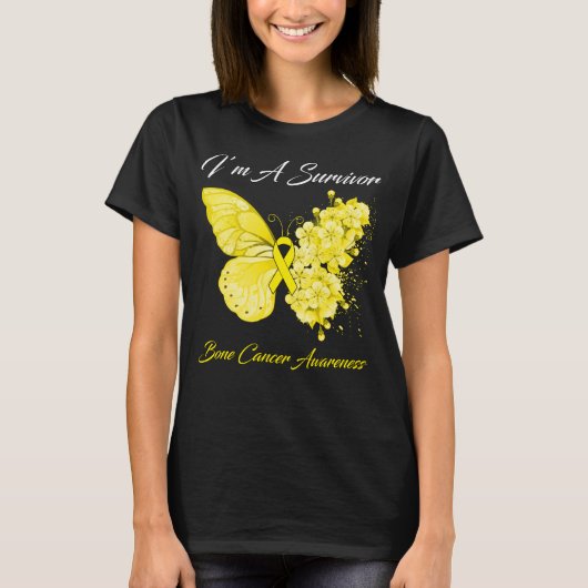 Butterfly I'm a Survivor Bone Cancer Awareness T-shirt (Voorkant)