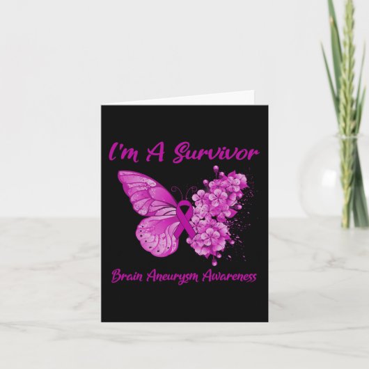 Butterfly I'm a Survivor Brain Aneurysm Awareness Kaart (Voorkant)