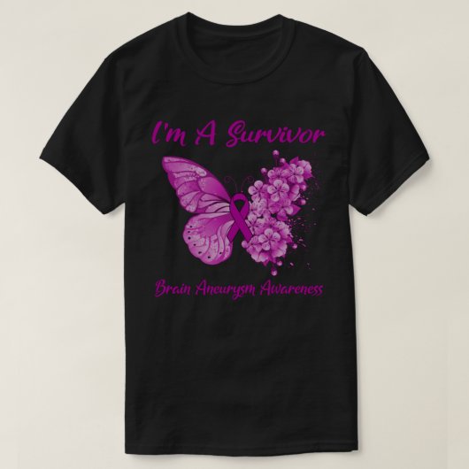 Butterfly I'm a Survivor Brain Aneurysm Awareness T-shirt (Design voorkant)