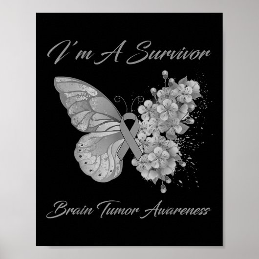Butterfly I'm a Survivor Brain Tumor Awareness Poster (Voorkant)