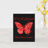 Butterfly I'm a Survivor Heart Disease Awareness Kaart (Gele Bloem)
