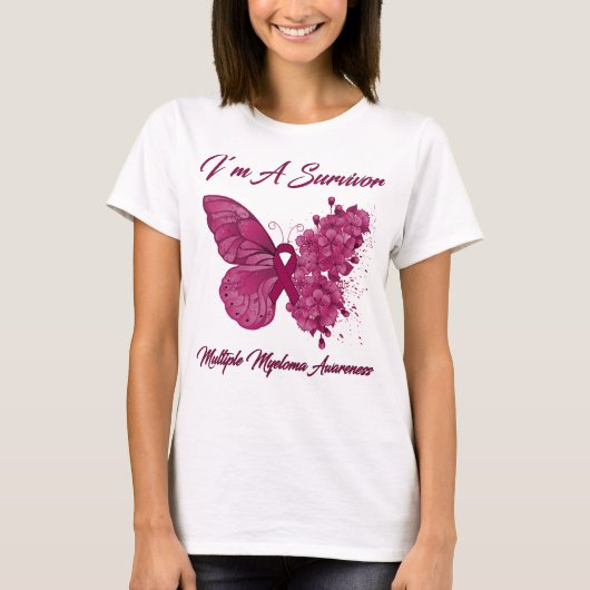 Butterfly I'm a Survivor Multiple Myeloma T-shirt (Voorkant)