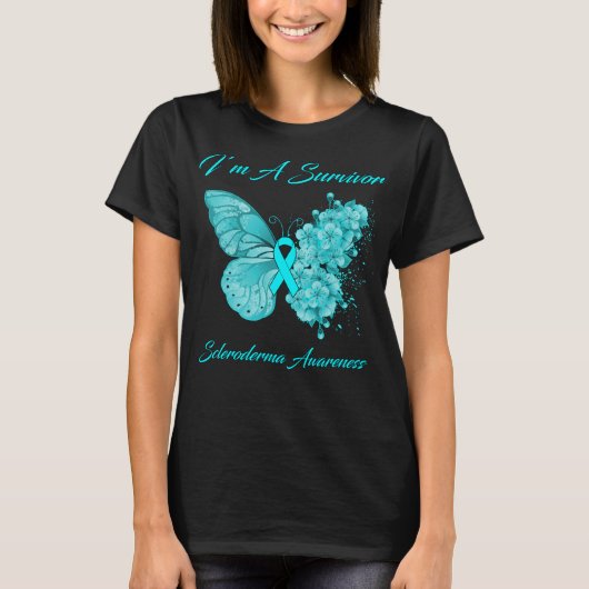 Butterfly I'm a Survivor Scleroderma Awareness T-shirt (Voorkant)