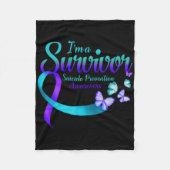 Butterfly Im A Survivor Suicide Prevention Awaren Fleece Deken (Voorkant)