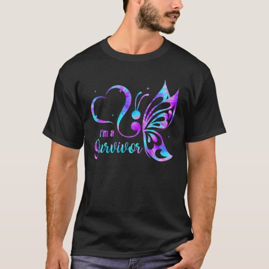 Butterfly I'm a Survivor Suicide Prevention Awaren T-shirt (Voorkant)